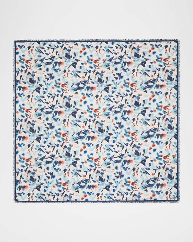 Paint Splatter Square Cashmere-Silk Scarf
